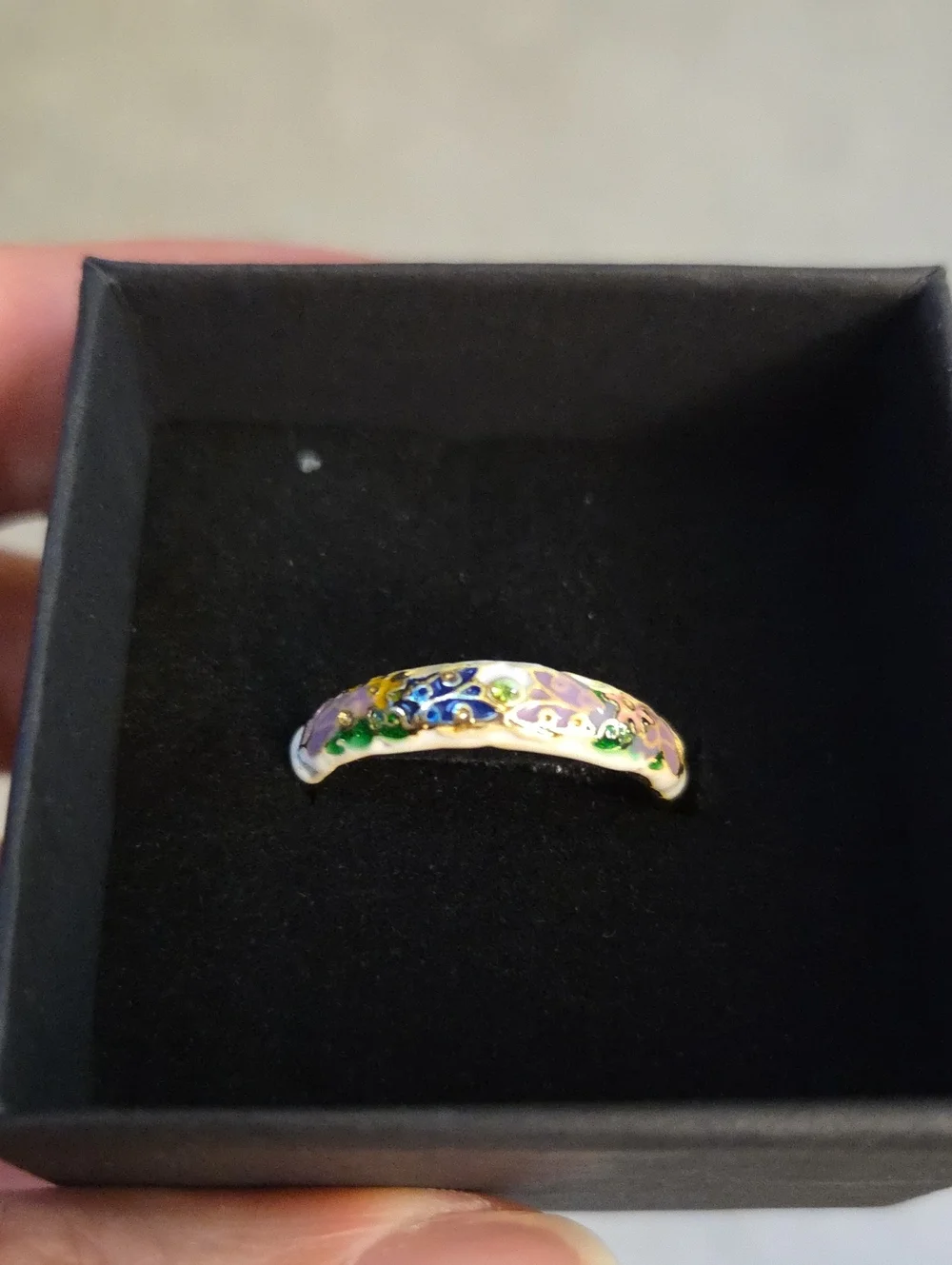 Gold-Tone Multicolor Floral Enamel Dome Ring - Women Jewelry Size 9 NIB